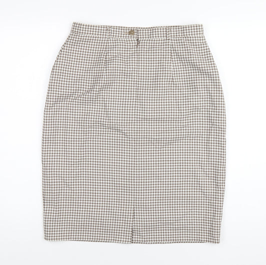 Classic Womens Brown Geometric Polyester Straight & Pencil Skirt Size 16 Zip