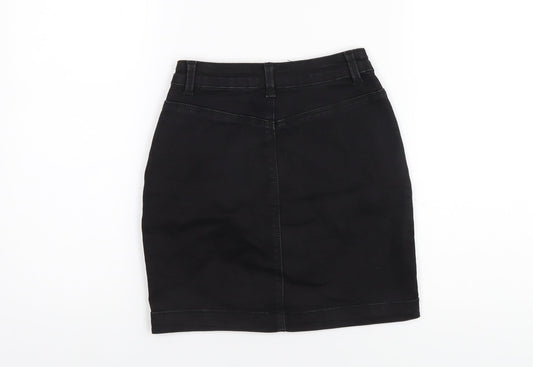 Missguided Womens Black Cotton Straight & Pencil Skirt Size 6 Zip