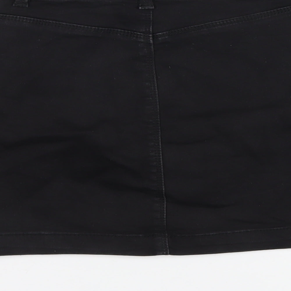 Missguided Womens Black Cotton Straight & Pencil Skirt Size 6 Zip