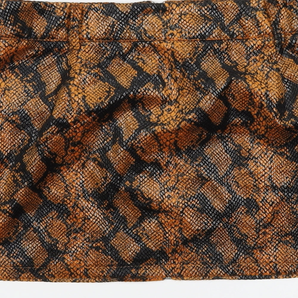 Missguided Womens Orange Animal Print Polyester A-Line Skirt Size 10 Zip