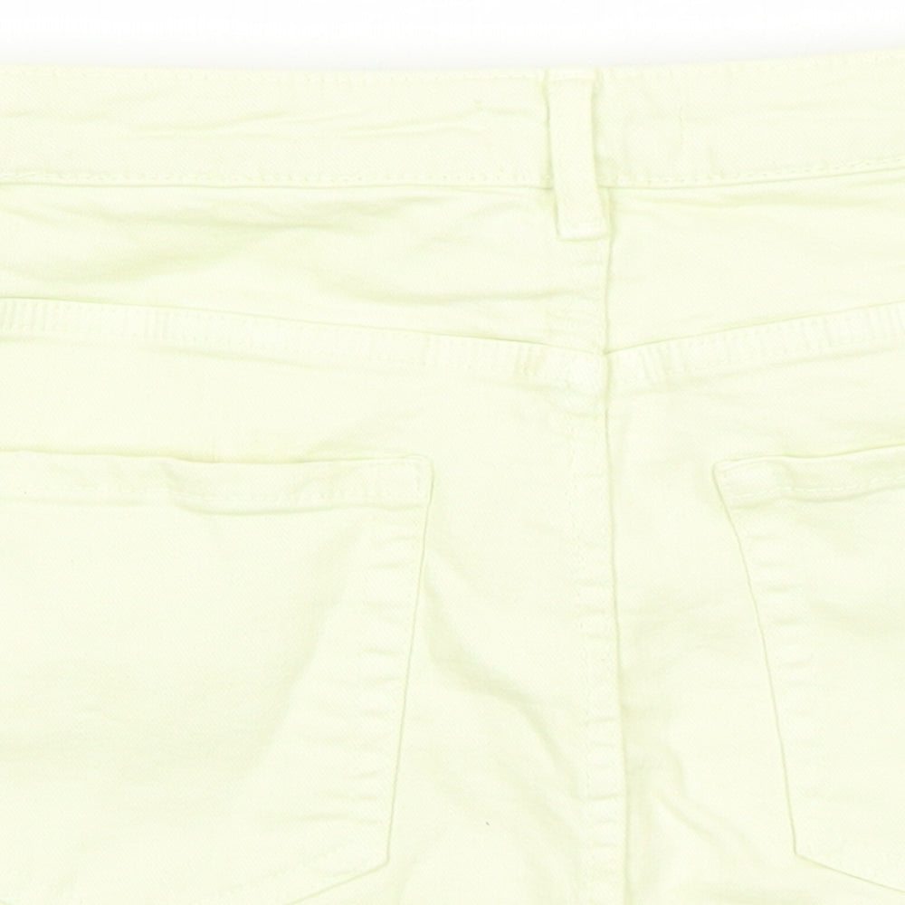TRF Womens Yellow Cotton Mini Skirt Size 26 in Zip - Pockets Raw Hems