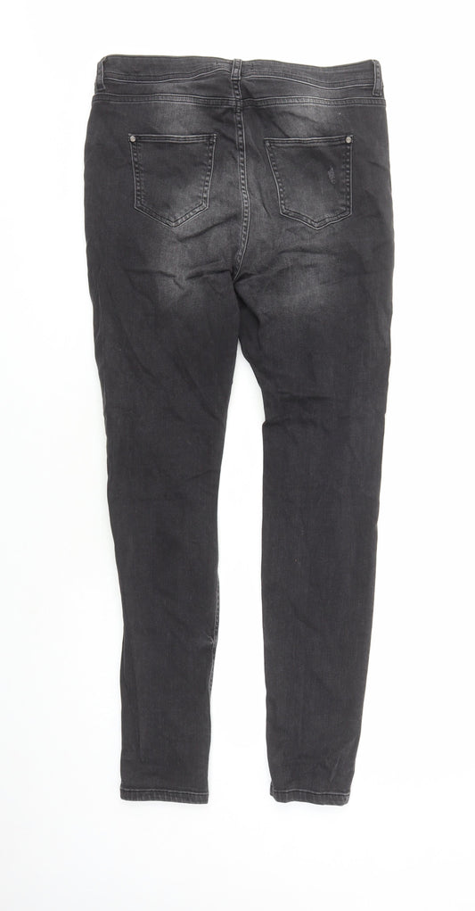 Missguided Womens Black Cotton Skinny Jeans Size 12 L29 in Regular Zip - po