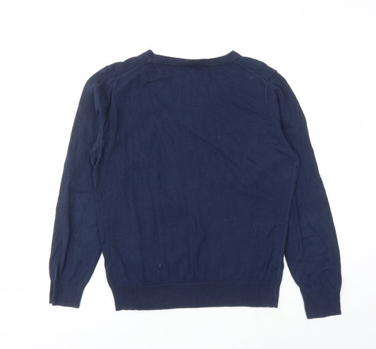 Crew Clothing Womens Blue V-Neck Cotton Pullover Jumper Size 12