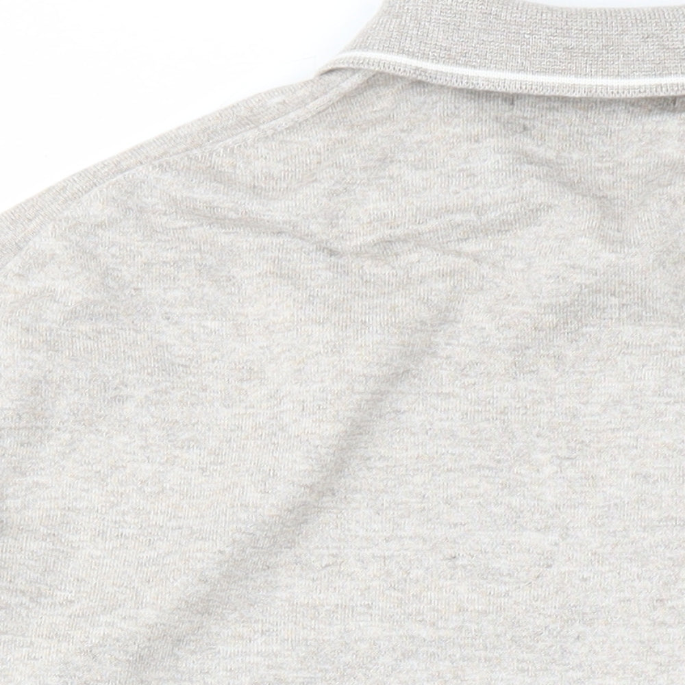 Marks and Spencer Mens Beige Collared Striped Cotton Pullover Jumper Size XL Long Sleeve