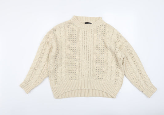Womens UK Size S New Look Beige Pullover Jumper