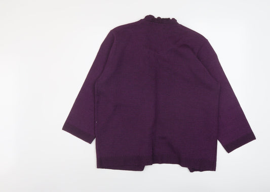 BASSINI Womens Purple Round Neck Striped Acrylic Pullover Jumper Size L