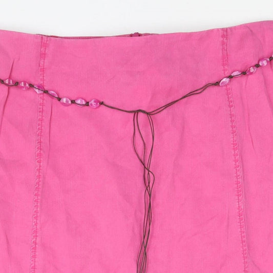 Ann Harvey Womens Pink Lyocell A-Line Skirt Size 18 Zip - Beaded Belt