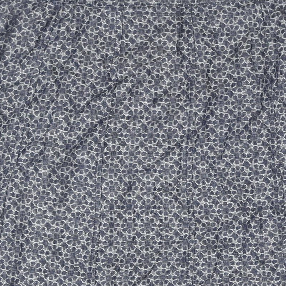 Classic Womens Blue Geometric Lyocell A-Line Skirt Size 16 Zip - Floral Print
