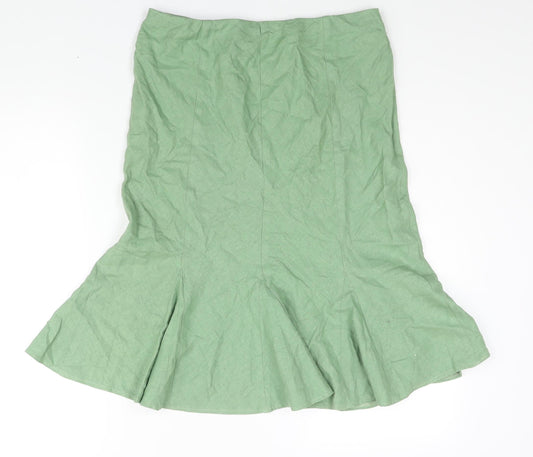 Marks and Spencer Womens Green Linen Trumpet Skirt Size 12