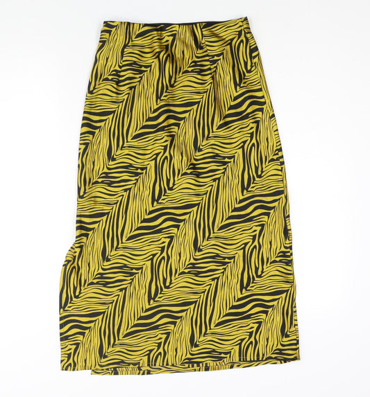 Nasty Gal Womens Yellow Geometric Polyester A-Line Skirt Size 8 - Side Slit