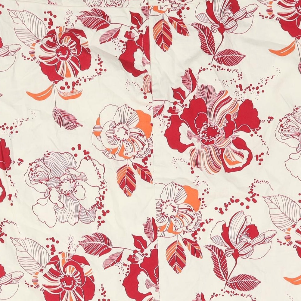 H&M Womens Multicoloured Floral Cotton A-Line Skirt Size 10 Zip