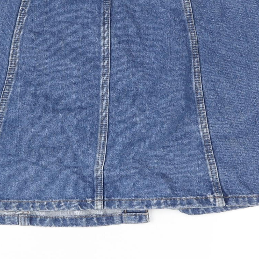 Divided by H&M Womens Blue Cotton A-Line Skirt Size 10 Button