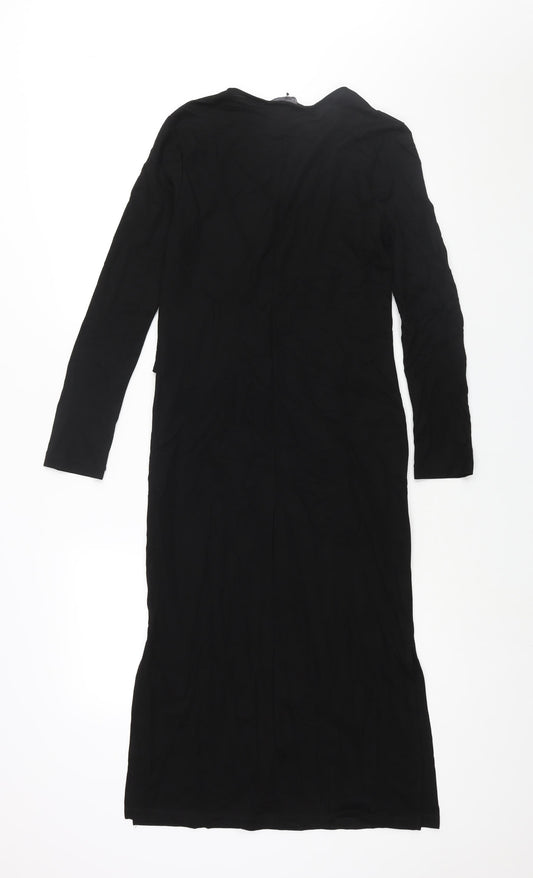 Marks and Spencer Womens Black Modal Sheath Size 6 Round Neck Pullover - Knot Detail