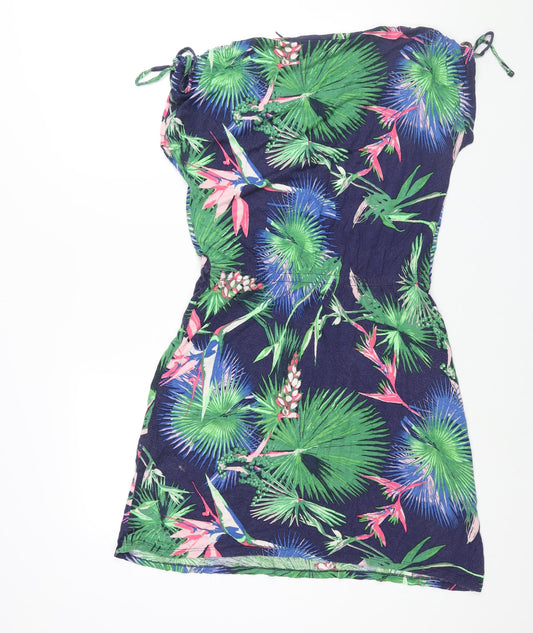 Mexx Womens Multicoloured Geometric Viscose Shift Size M V-Neck Pullover - Drawstring Detail