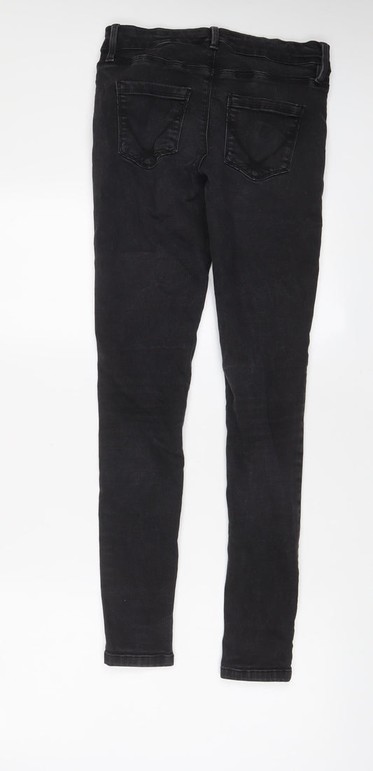 Oasis Womens Grey Cotton Skinny Jeans Size 10 L28 in Regular Zip