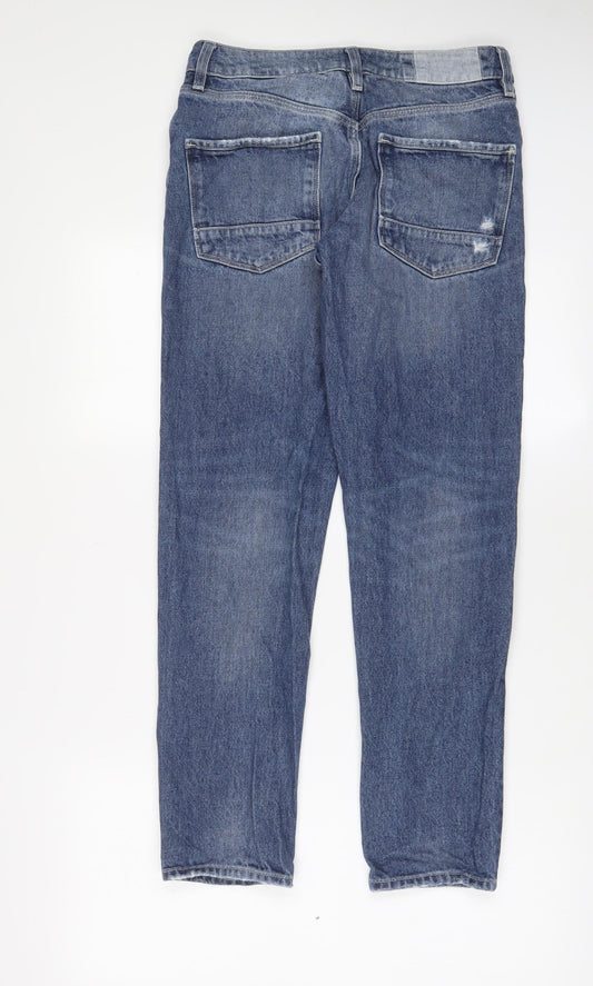 ASOS Mens Blue Cotton Tapered Jeans Size 28 in L30 in Regular Zip