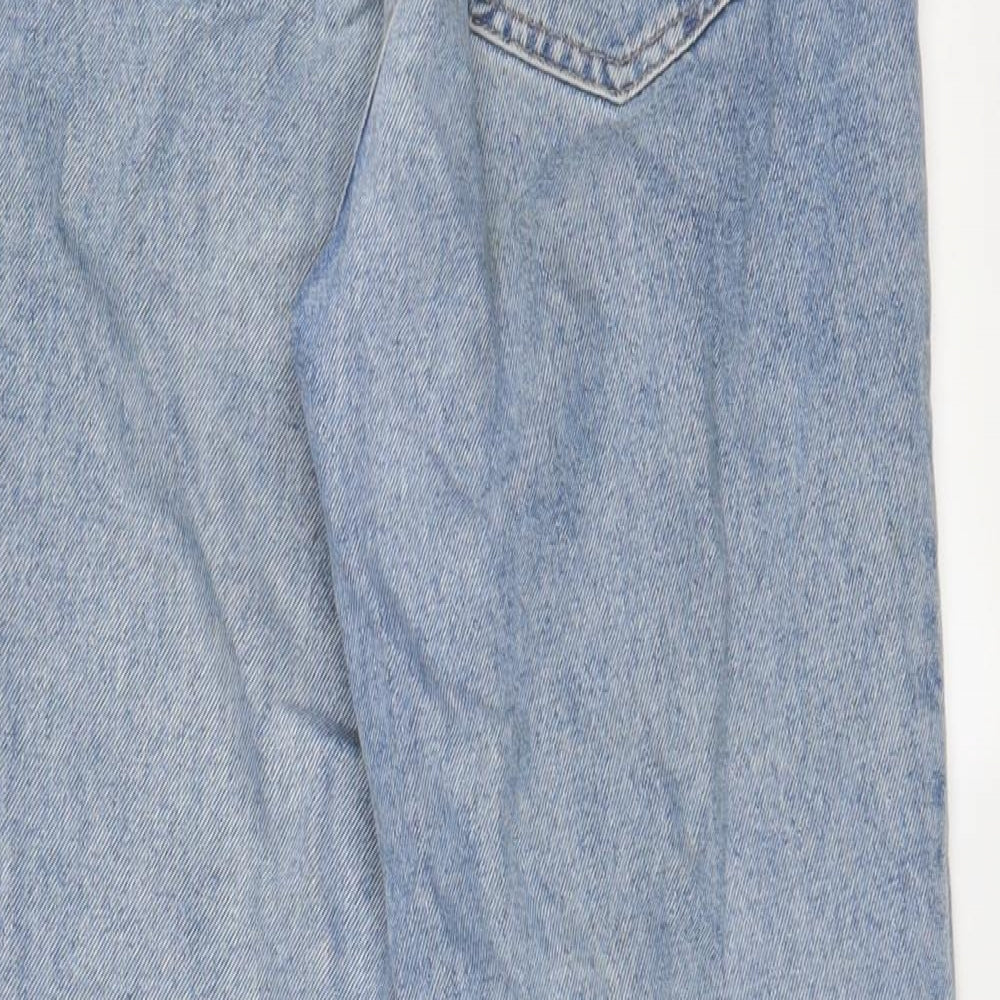 Denim & Co. Womens Blue Cotton Straight Jeans Size 10 L28 in Regular Zip