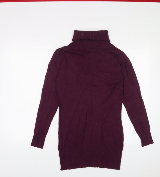 ESMARA Womens Purple Viscose Jumper Dress Size 10 Roll Neck Pullover