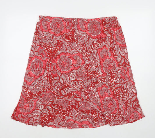 PRETTYLITTLETHING Womens Red Floral Viscose A-Line Skirt Size 16