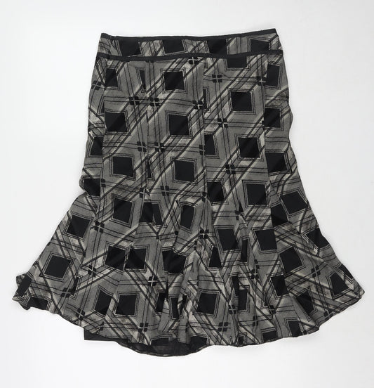 Principles Womens Black Geometric Polyester Trumpet Skirt Size 10 Zip