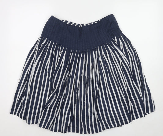 Principles Womens Blue Striped Cotton Pleated Skirt Size 14 Zip