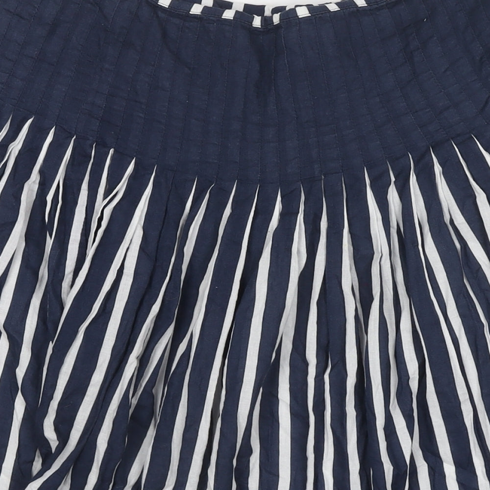 Principles Womens Blue Striped Cotton Pleated Skirt Size 14 Zip