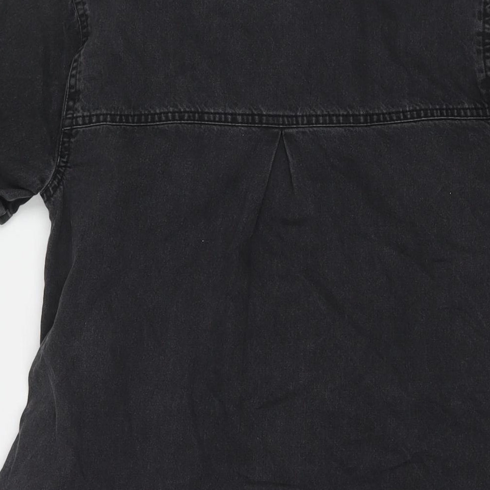 ASOS Womens Grey Cotton Shirt Dress Size 10 Collared Button