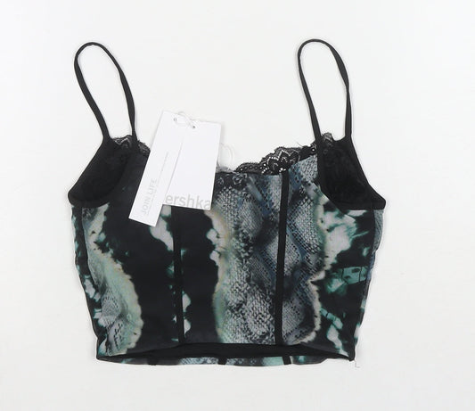 Bershka Womens Multicoloured Geometric Polyester Cropped Tank Size XS Sweetheart