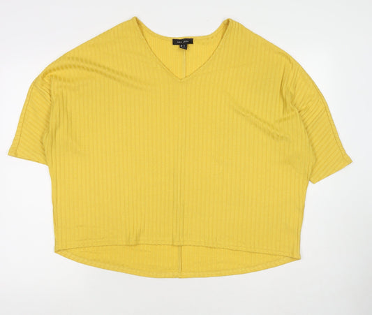 Womens UK Size S New Look Yellow Jersey T-Shirt