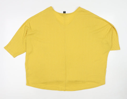 Womens UK Size S New Look Yellow Jersey T-Shirt