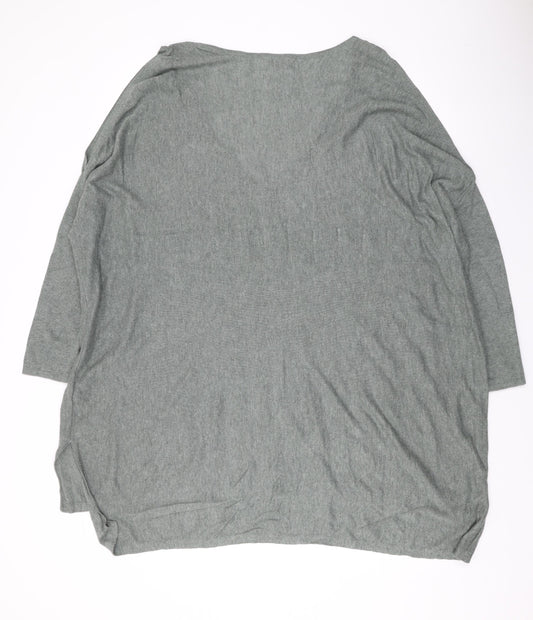 If It Were Me Womens Green V-Neck Cotton Pullover Jumper Size 16