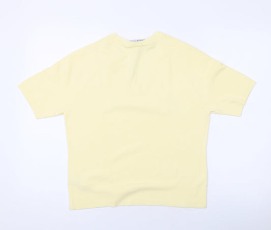 BHS Womens Yellow V-Neck Acrylic Pullover Jumper Size 14