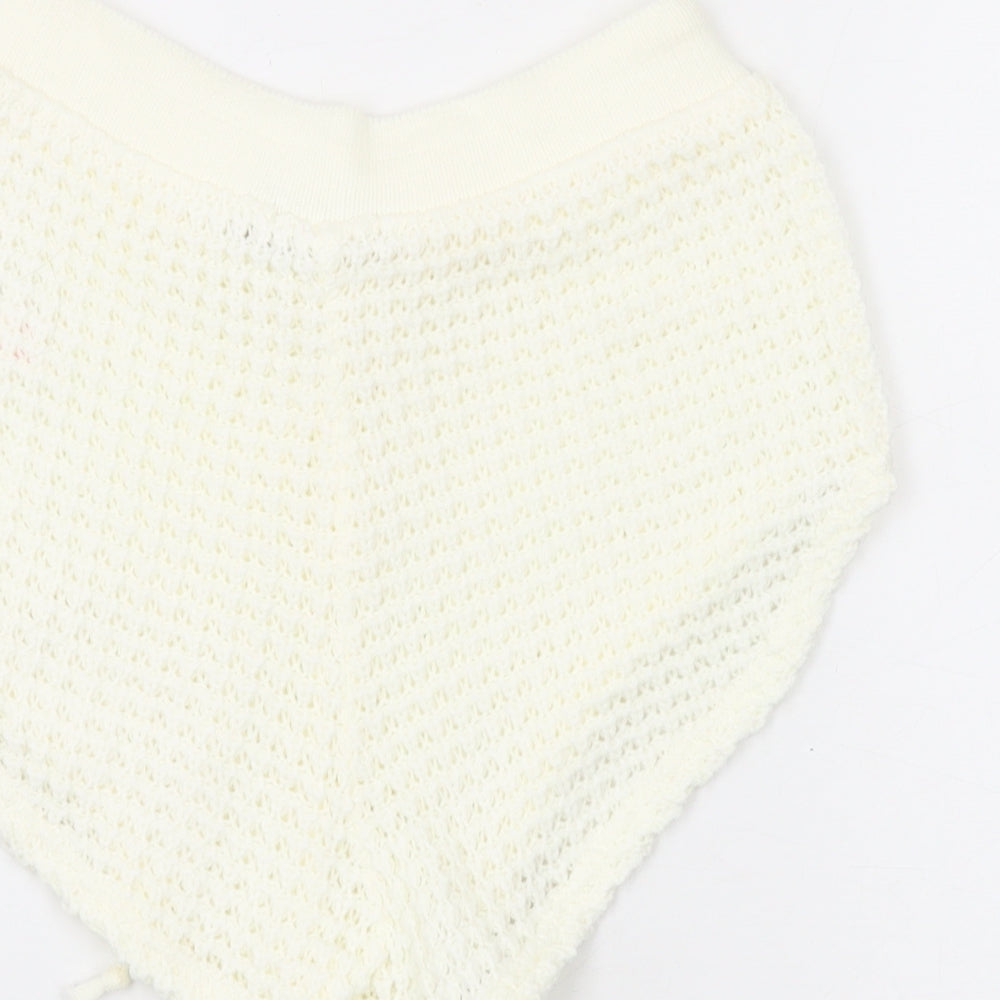 Boohoo Womens Ivory Acrylic Hot Pants Shorts Size L L9 in Regular Drawstring