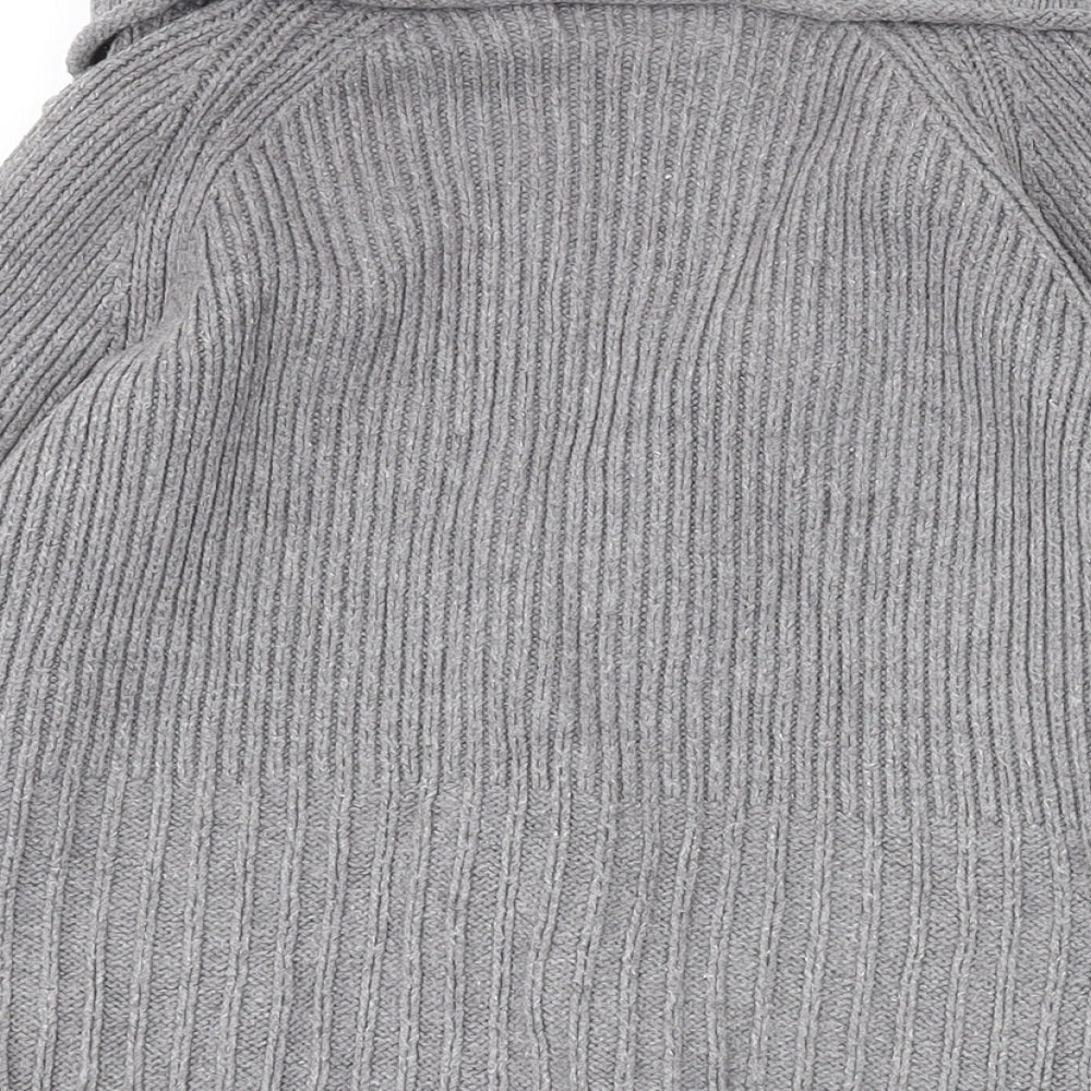 Marks and Spencer Womens Grey Collared Cotton Cardigan Jumper Size 12