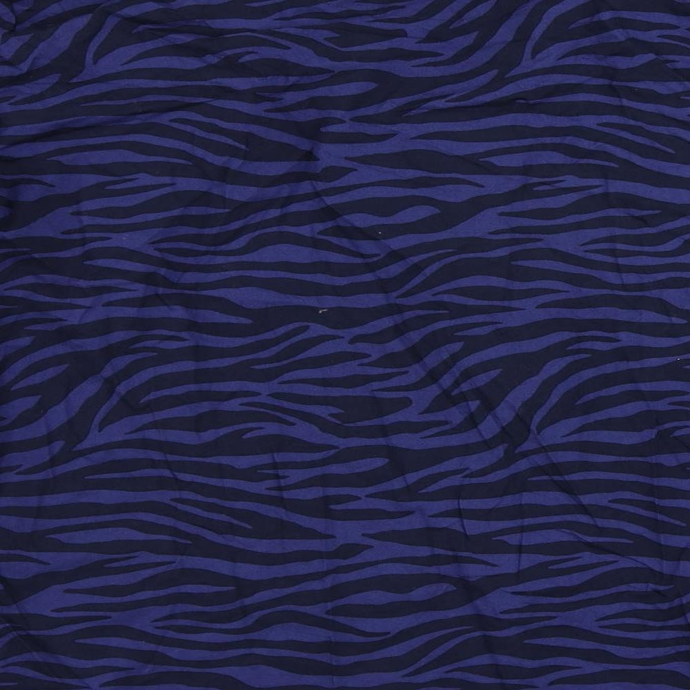 John Lewis Womens Blue Animal Print Cotton Basic Button-Up Size XL Collared