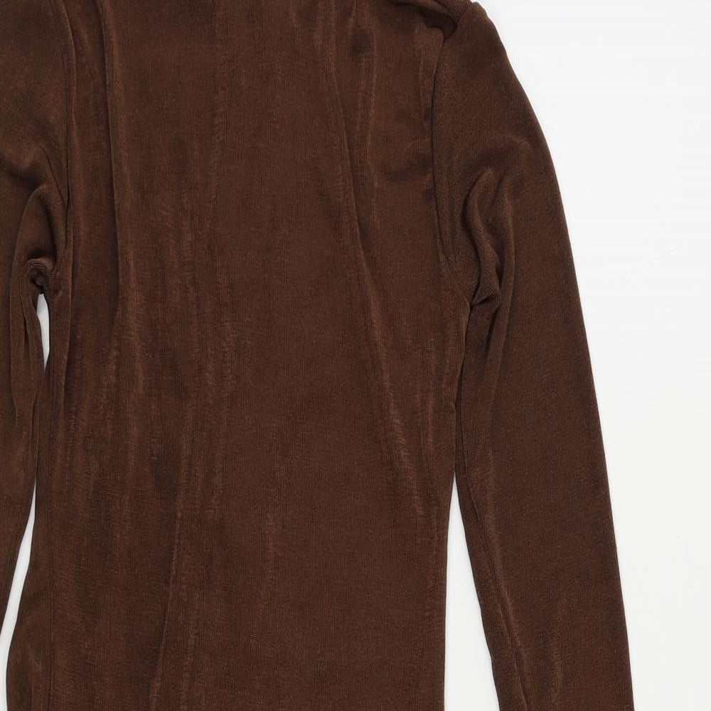 Boohoo Womens Brown Polyester Bodycon Size 10 Collared Button - Ruched