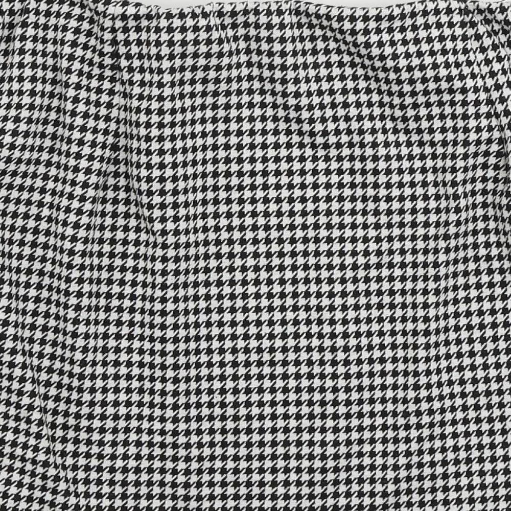 H&M Womens Black Geometric Polyester Mini Skirt Size M - Elastic Waist