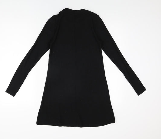 Topshop Womens Black Polyester Shift Size 8 High Neck Pullover