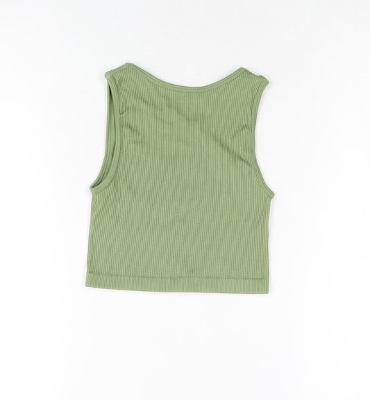 Womens UK Size XS PRETTYLITTLETHING Green Cropped T-Shirt