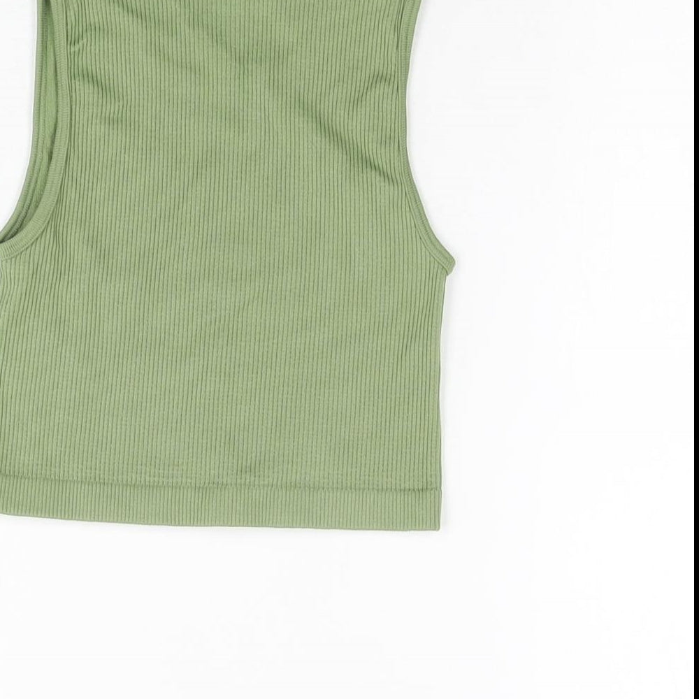Womens UK Size XS PRETTYLITTLETHING Green Cropped T-Shirt