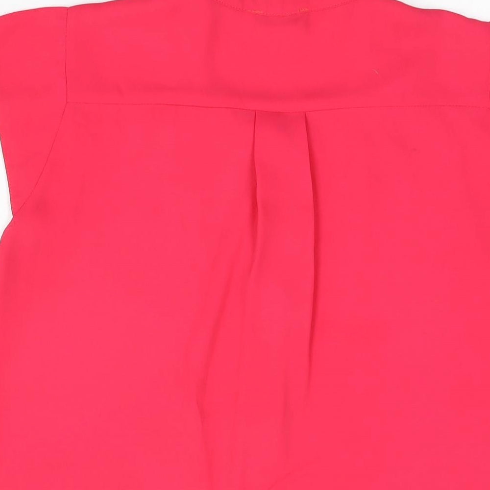 Paraphrase Womens Pink Polyester Basic Blouse Size 10 Round Neck