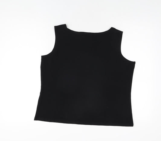 CMD Womens Black Polyester Basic T-Shirt Size XL Round Neck