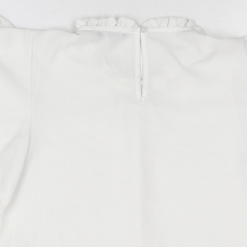 Boohoo Womens White Polyester Basic T-Shirt Size 8 Round Neck