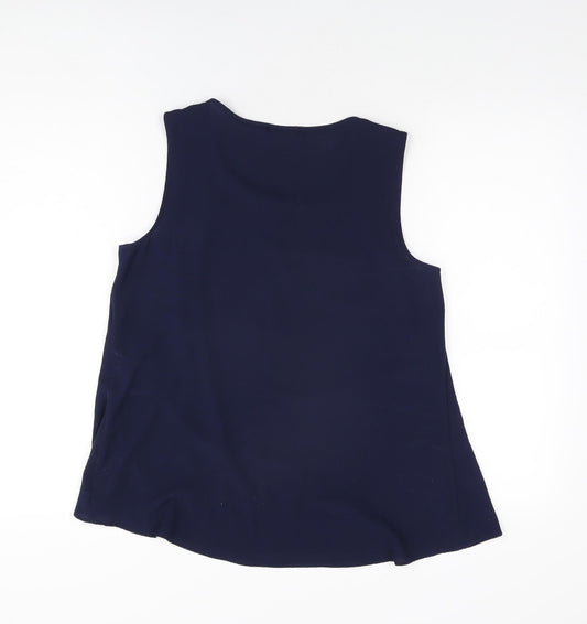 Womens UK Size 10 M&Co Blue Basic T-Shirt