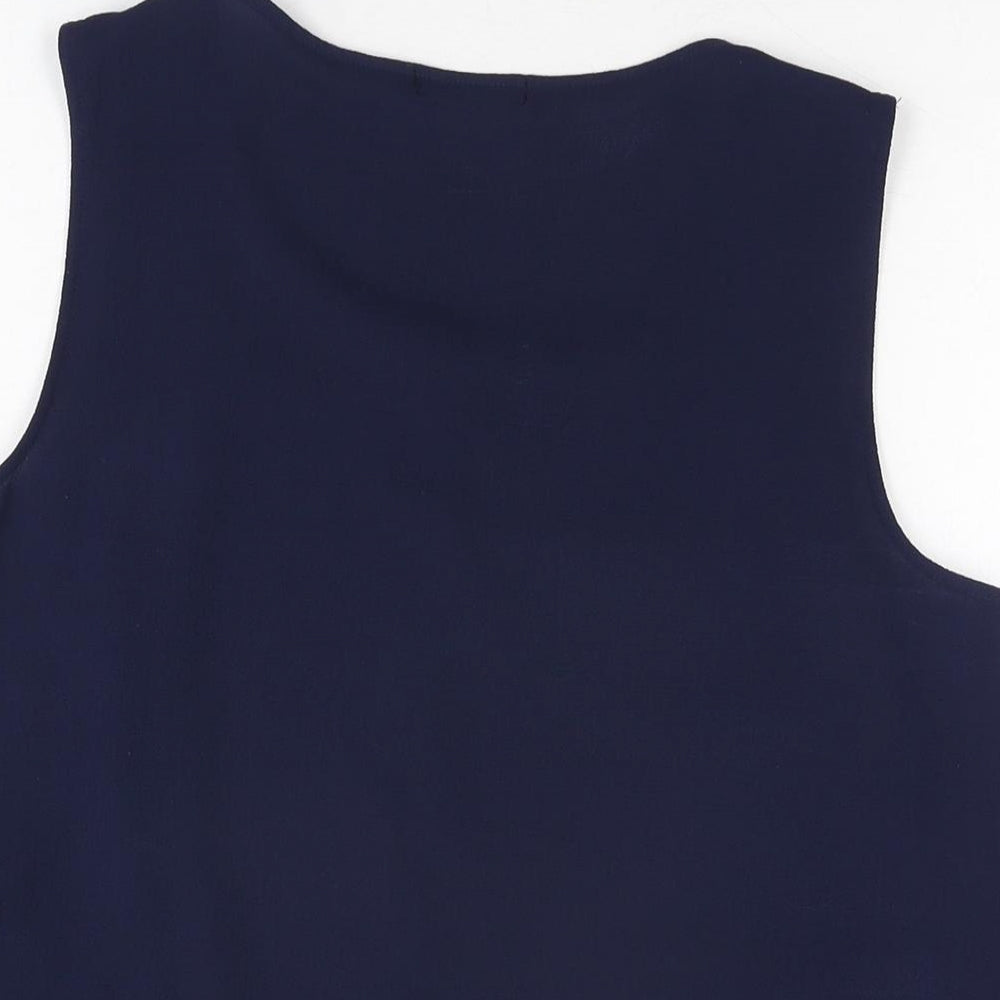 Womens UK Size 10 M&Co Blue Basic T-Shirt