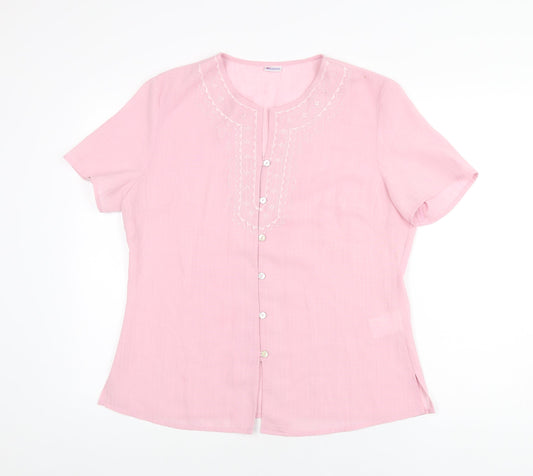 Womens UK Size 14 Damart Pink Basic Button-Up