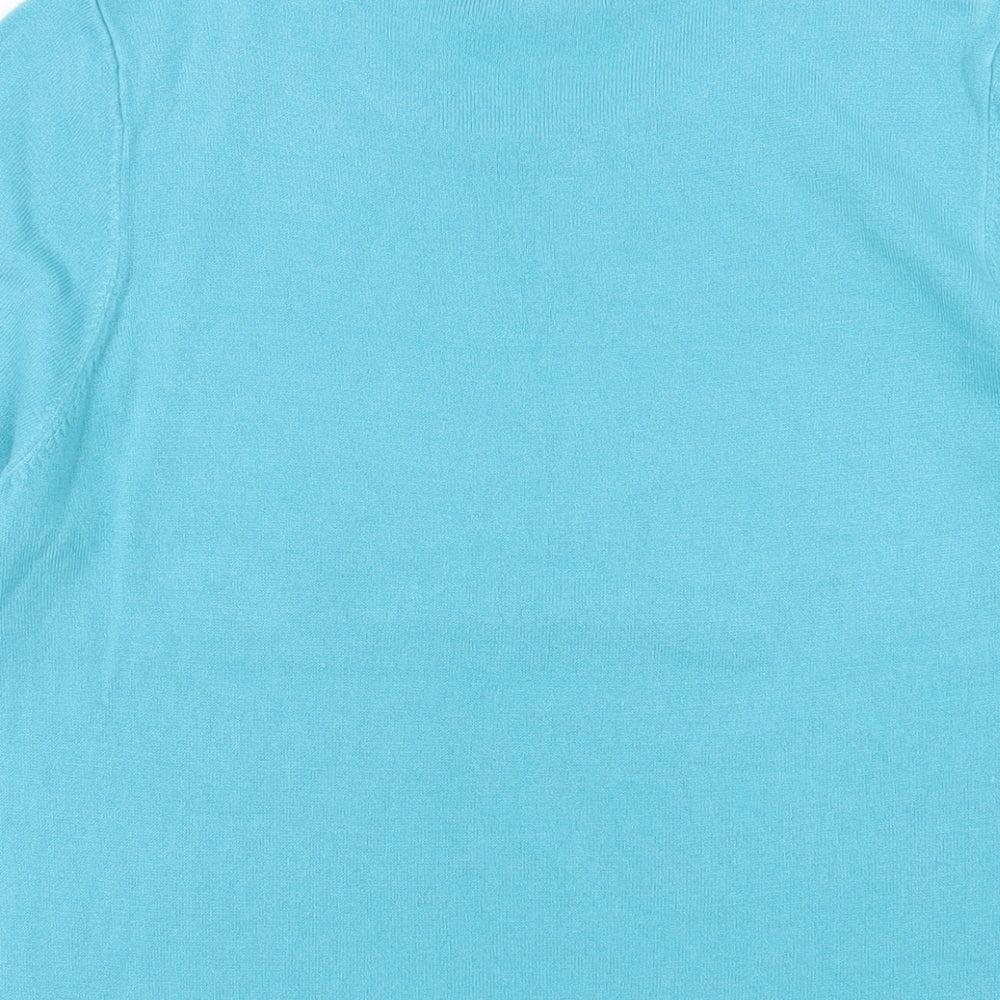 Bonmarché Womens Blue Round Neck Acrylic Pullover Jumper Size 16