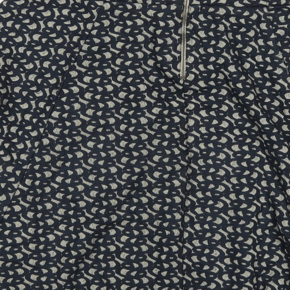 Great Plains Womens Blue Geometric Viscose A-Line Skirt Size 8 Zip