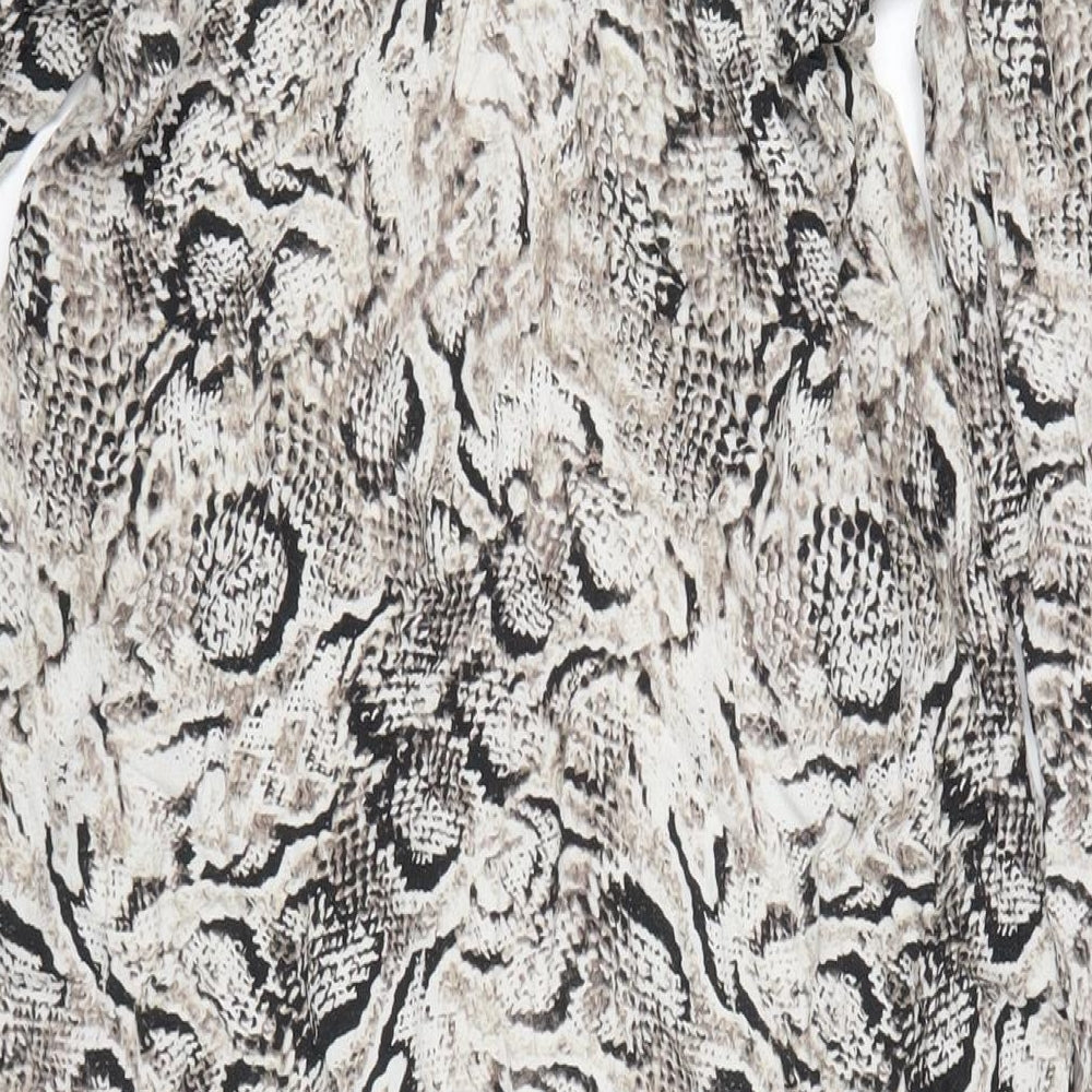 Marks and Spencer Womens Grey Animal Print Viscose A-Line Size M V-Neck Pullover - Snake Print