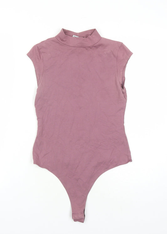 Additional front view of ASOS women’s purple cotton playsuit one-piece, size UK 10, snap